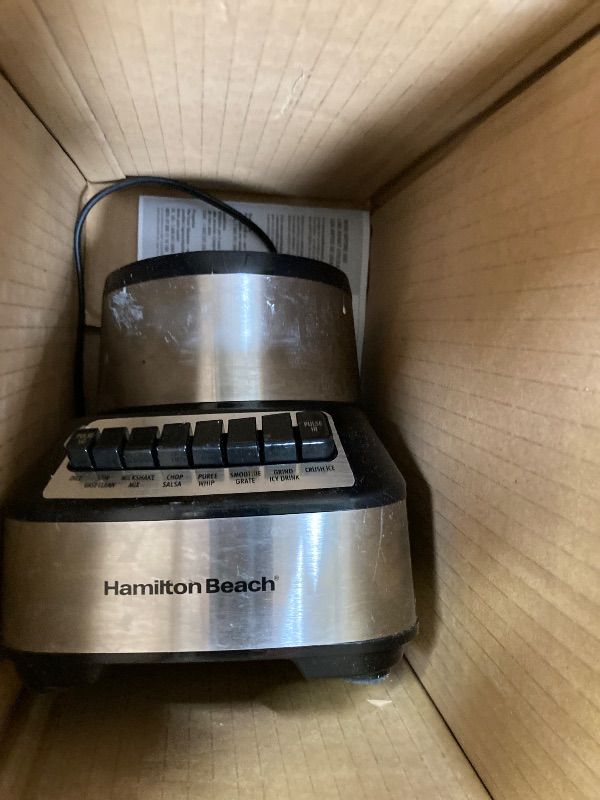 Photo 1 of **MISSING GLASS JAR/NEEDS CLEANING***Hamilton Beach Wave Crusher Blender For Smoothies With 40 Oz Glass Jar and 14 Functions, Ice Sabre Blades & 700 Watts for Consistently Smooth Results, Black + Stainless Steel (54221)
