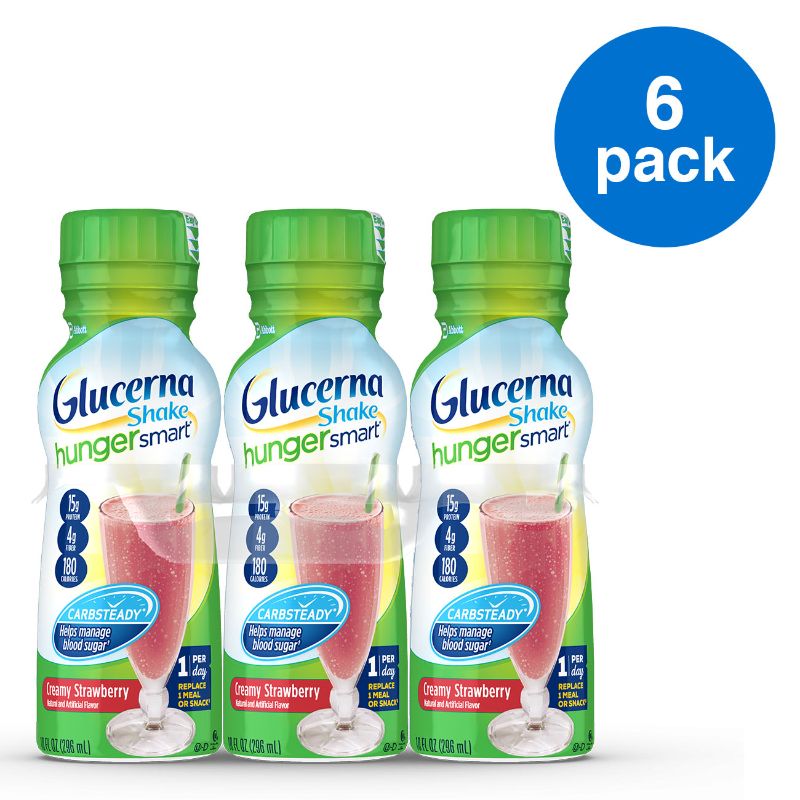 Photo 1 of **HAS 9 BOTTLES/BB 12/2026**Glucerna Hunger Smart Diabetic Protein Shake Classic Strawberry 10-fl-oz Bottle 6 Count