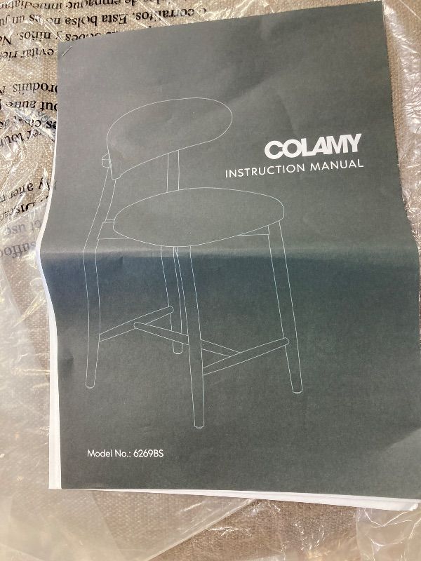 Photo 1 of **MISSING PARTS***COLAMY — Counter-Height Bar Stools, Upholstered Stools with Backrests, Mid-Century Modern Style with Wooden Legs for Kitchen Island, Bar, or Dining Room — Camel