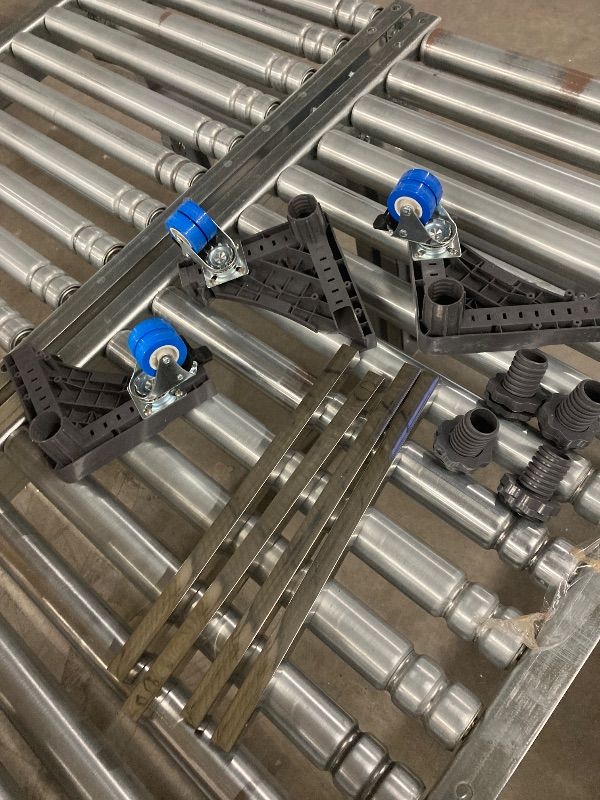 Photo 1 of ***DAMAGE MISSING PIECES -SELLING AS PARTS ONLY*** oiikain Adjustable Mini Fridge Stand with 3 Heavy-Duty Legs & 3  Locking Swivel Wheels - 16-27 Inch Universal Base for Refrigerators, Washing Machines & Dryers