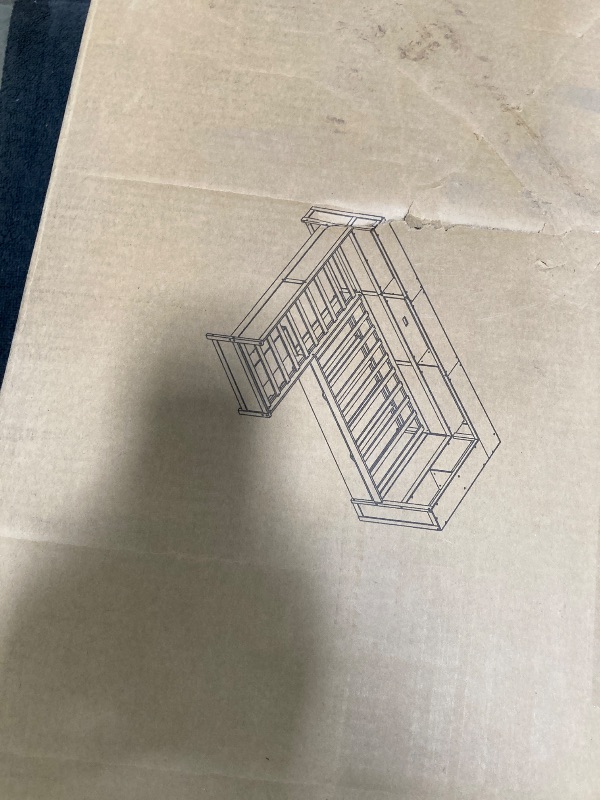 Photo 1 of **Missing Box1*** Twin Size L-Shaped Platform Bed with Trundle for 3 People, Wood Corner Daybed with 1 Drawer & 5 Storage Shelves & Charging Station for Bedroom.with 2 boxes