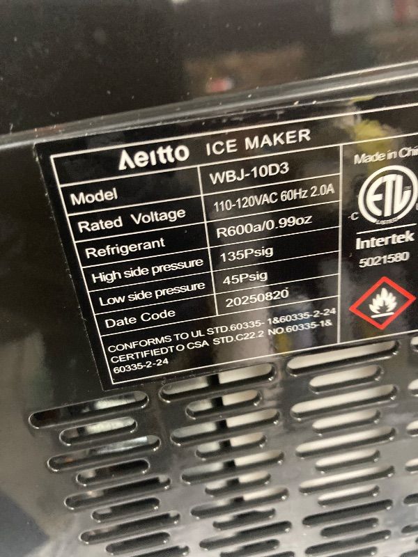 Photo 1 of ***NON-FUNCTIONAL-SELLING AS IS*** Aeitto Ice Makers Countertop, 9 Ice Cubes Release in 6 Mins, 26Lbs/24H, 2 Sizes of Bullet Ice Machine, Self-Cleaning Portable Ice Maker with Ice Scoop and Basket for Home Kitchen Office RV Bar, Black  ***SOME SCUFFS/SCRA