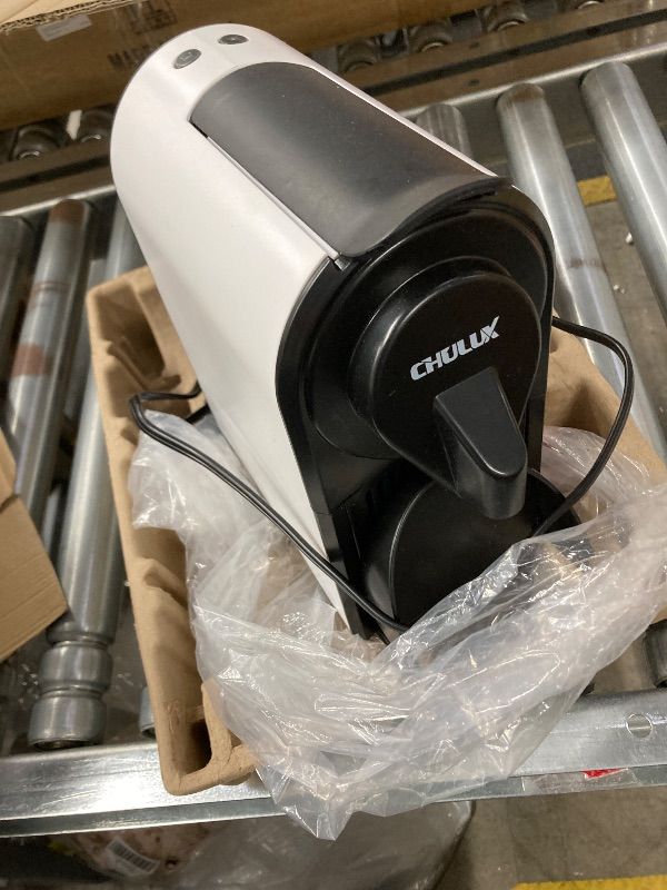 Photo 1 of ***DAMAGED -NON-FUNCTIONAL -SELLING AS PARTS ONLY*** CHULUX Mini Espresso Machine for Nespresso Pod, 20 Bar Single Serve Coffee Maker, 1400W, White