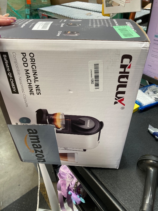 Photo 1 of ***DAMAGED -NON-FUNCTIONAL -SELLING AS PARTS ONLY*** CHULUX Mini Espresso Machine for Nespresso Pod, 20 Bar Single Serve Coffee Maker, 1400W, White