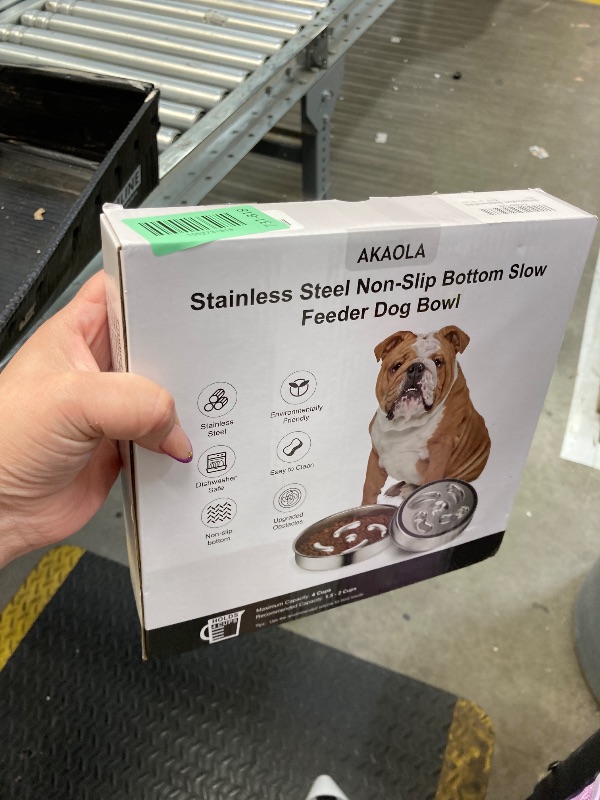Photo 1 of 1 bowl only ---------- Slow Feeder Dog Bowls with Non-Slip Bottom Stainless Steel Metal Slow Feeing Bowls 3 Cups for Small Medium Dogs and Fast Eaters Slowing Down of Eating