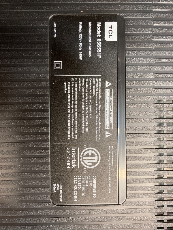 Photo 1 of ****** NO RETURN****** NO REFUND****** MISSING CABLE*** TV TLC 65 INCH