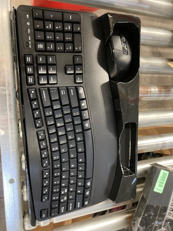 Photo 1 of ***USB MISSING***Wireless Keyboard and Mouse Combo, 2.4G Full Size Wave Keys Ergonomic Keyboard with Wrist Rest and 3-Level DPI Adjustable Wireless Ergonomic Mouse for Windows, Mac OS Desktop/Laptop/PC(Black)***USB MISSING***