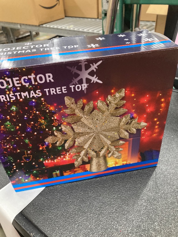 Photo 1 of [6 Patterns] 9.05 inch Christmas Tree Topper Projector Snowflake with 6 Patterns Gold Snowflake Projector Tree Topper Plug in for Indoor Office Xmas New Year Holiday (Gold,3m Cable)