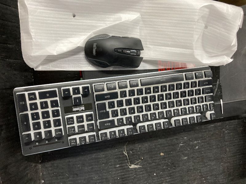 Photo 1 of ***USB MISSING**RedThunder K10 Wireless Gaming Keyboard and Mouse Combo, RGB Backlit Rechargeable 3800mAh Battery, Mechanical Feel Anti-ghosting Keyboard with Pudding Keycaps + 7D 3200DPI Mice for PC Gamer (Black)***USB MISSING**