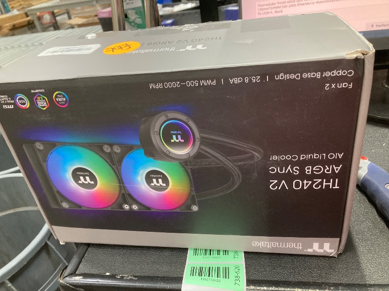 Photo 1 of ***THIS ITEM SOLD FOR PARTS ONLY * NON FUNCTIONAL***
Thermaltake TH240 ARGB Sync V2 CPU Liquid Cooler/AlO Liquid Cooling/Fan 120mm*2/PWM 500~2000 RPM/Mirror Waterblock/MB ARGB Sync Control, CL-W361-PL12SW-A , Black