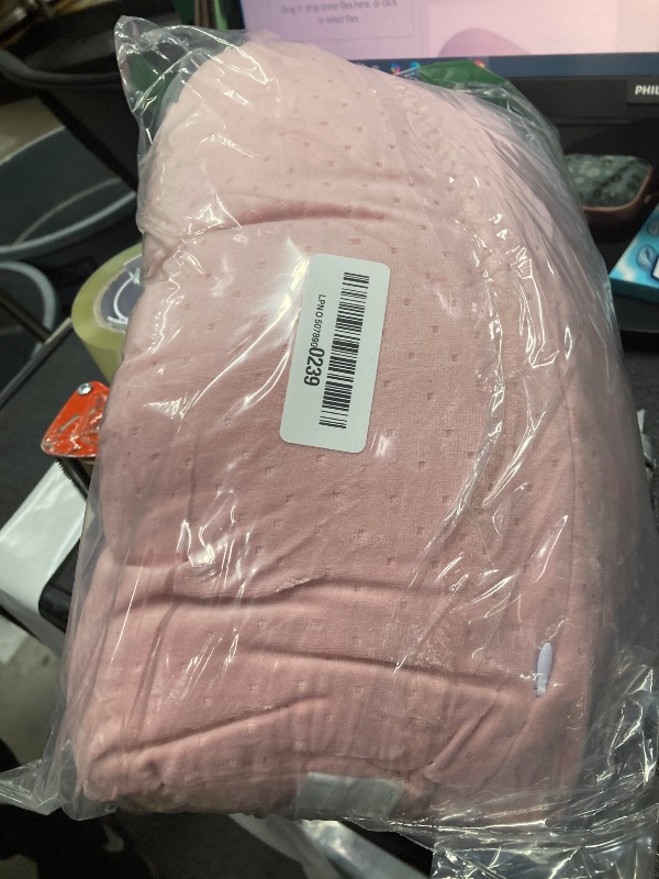 Photo 1 of 1 MIDDLE ONE Round Cylinder Bolster Pillow with Removable Velour Cover, Tube Roll Cervical Pillow for Head, Neck, Back and Legs Support, 13"x 6", Pink