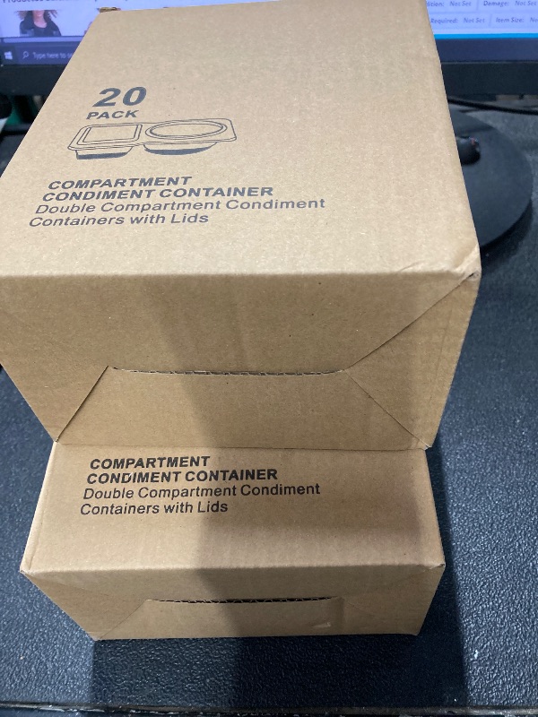 Photo 1 of ++2 pack RXRRXR 20PCS Double Compartment Condiment Container With Lids - Reusable Snack Pack Containers for Take-out Sauces