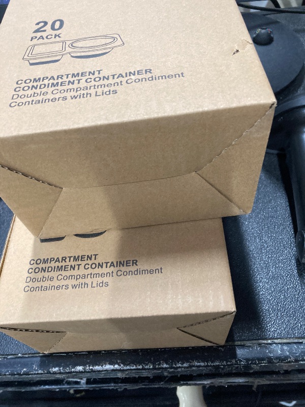 Photo 1 of ++2 pack+++RXRRXR 20PCS Double Compartment Condiment Container With Lids - Reusable Snack Pack Containers for Take-out Sauces