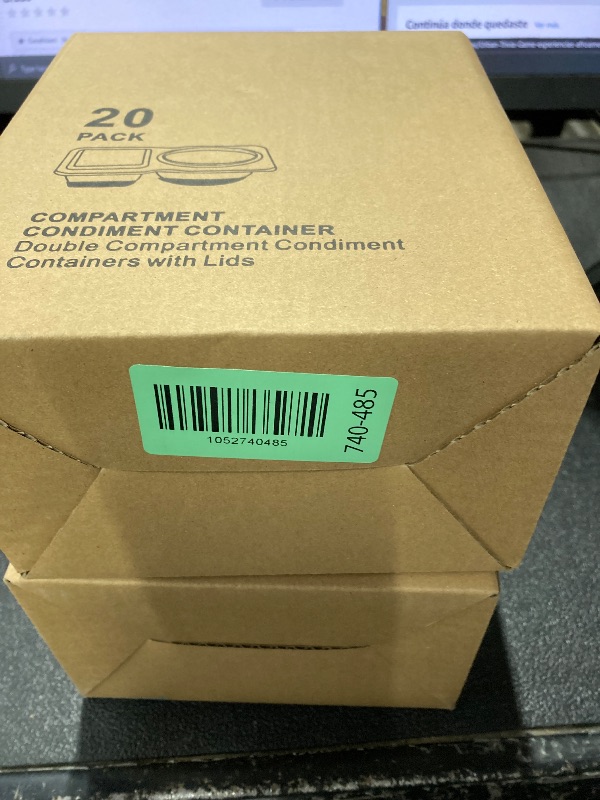 Photo 1 of ++2 pack++RXRRXR 20PCS Double Compartment Condiment Container With Lids - Reusable Snack Pack Containers for Take-out Sauces