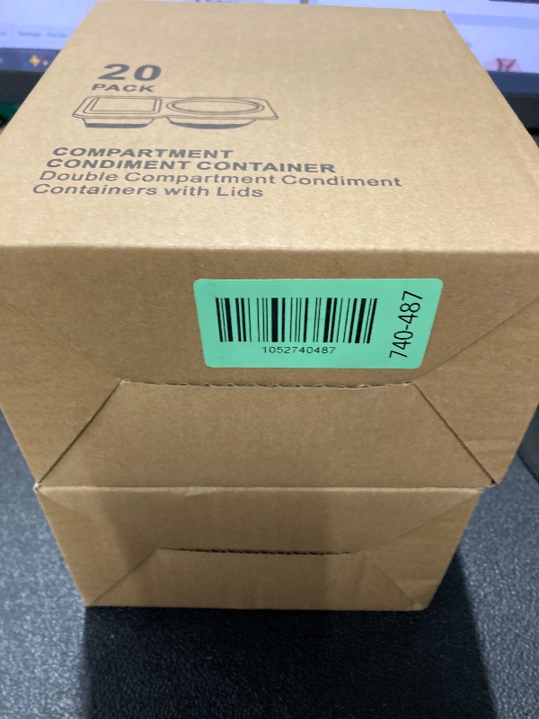 Photo 1 of ++2 pack+RXRRXR 20PCS Double Compartment Condiment Container With Lids - Reusable Snack Pack Containers for Take-out Sauces