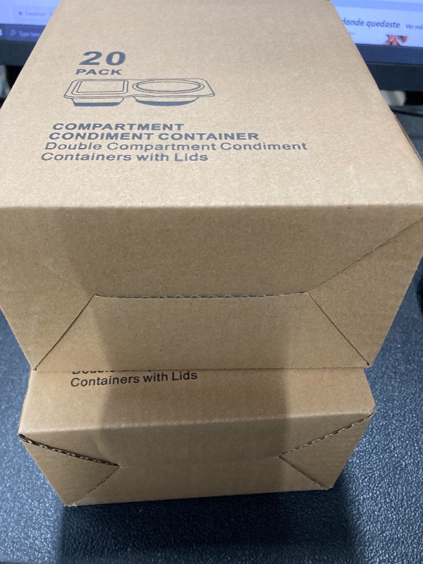 Photo 1 of ++2 pack+RXRRXR 20PCS Double Compartment Condiment Container With Lids - Reusable Snack Pack Containers for Take-out Sauces