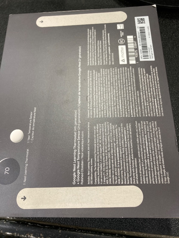 Photo 1 of ++CLOSED BY FACTORY+++Google Nest Learning Thermostat (4th gen) + Nest Temperature Sensor (2nd gen) - Obsidian