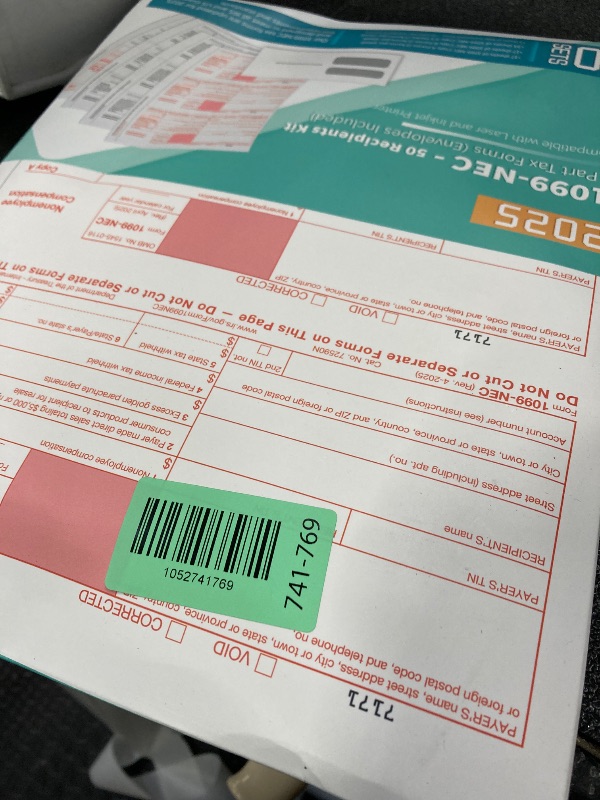 Photo 1 of 1099 NEC Tax Forms 2025 with Envelopes, 1099 NEC Tax Form Kit– Great for Accounting, 50 Self Seal Envelope, 50 Pack (1099 NEC 50 With Envelopes)