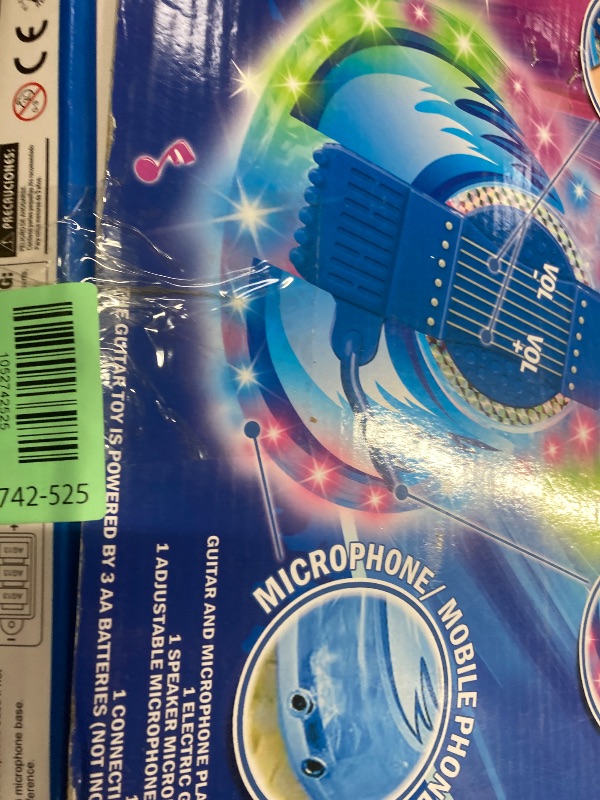 Photo 1 of **MISSING STAND**Kids Guitar and Microphone Set, Toy Guitar with Adjustable Volume and Strap, Microphone with Stand and Color Light, Toddler Musical Instrument for 3-5 5-9, Kids Karaoke Machine for Boy Girls(Blue)