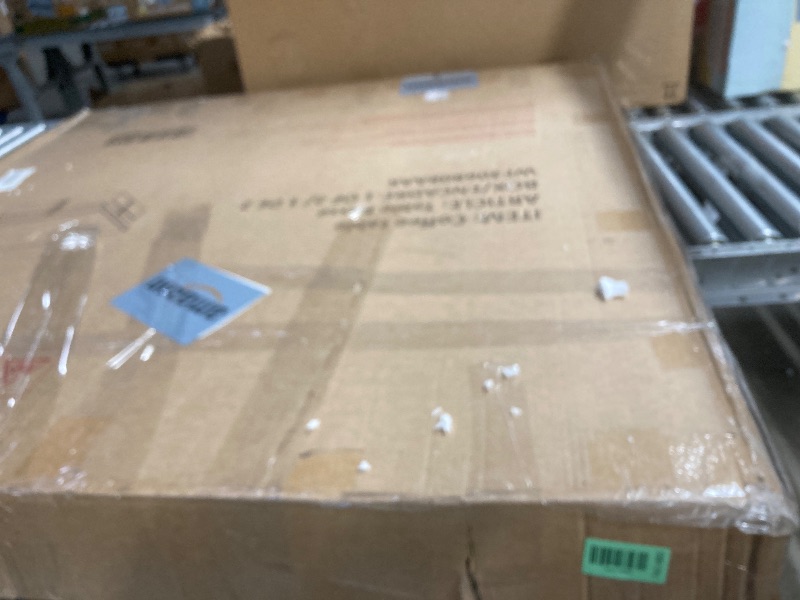 Photo 1 of **BOX 1 OF 2 ONLY***Merax 43.3" Modern Square Storage Coffee Table with 4 Drawers, with Marbling Gold Accents, Functional Center Tables for Living Room Apartment, White