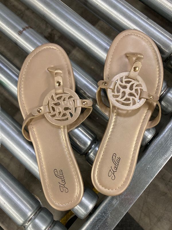 View 5 of ***USED***katliu Women's Flat Sandals Flip Flop Sandals Comfortable Dressy Thong Sandals Gold 9.5