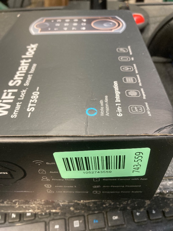 Photo 1 of **PARTS ONLY***SohoTeco Smart Lock ST380, Built-in Wi-Fi, Fingerprint Keyless Entry Door Lock, Security Deadbolt Smart Locks for Front Door, App Remote Control & Auto Lock, IP56 Waterproof, (2025 Upgrade)
