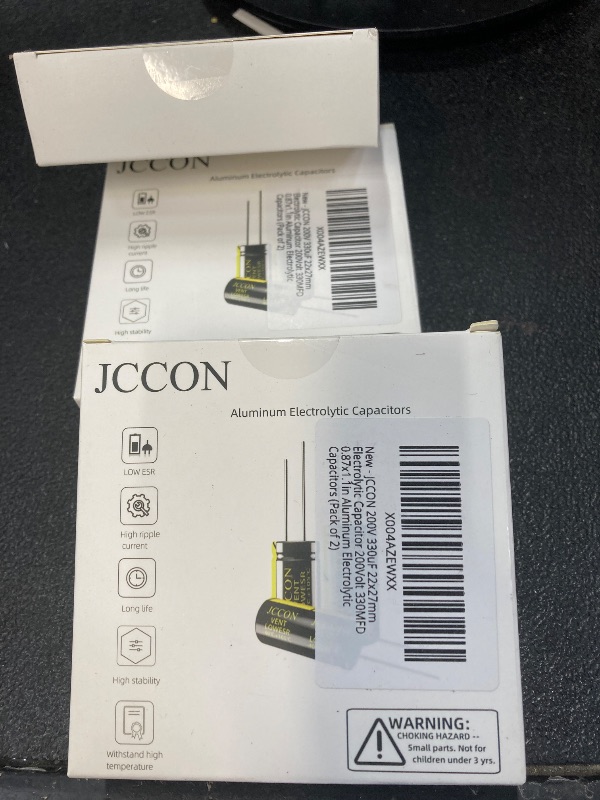 Photo 1 of ++3 pack++JCCON 2-Pack 200V 330uF Premium Quality Low ESR Electrolytic Capacitors 22x27mm (0.87x1.1in), 200Volt 330MFD High-Frequency Caps with Superior Performance