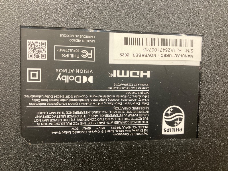 Photo 1 of ***NO RETOURN***Philips 60" QLED 4K UHD Roku Smart TV with 3 Year Coverage