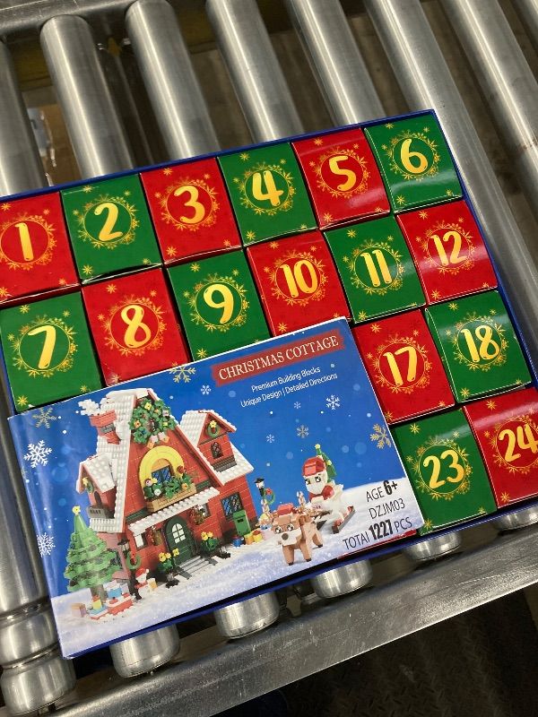 Photo 1 of ***USED, MISSING PIECES -SELLING AS IS ***Advent Calendar 2025 for Kids Boy Girl, 24 Days Surprise Christmas Cottage Building Blocks Christmas Countdown Calendar Gift Box with 1227 PCS Xmas Building Bricks Toy Decor for Teens Adults Women Men