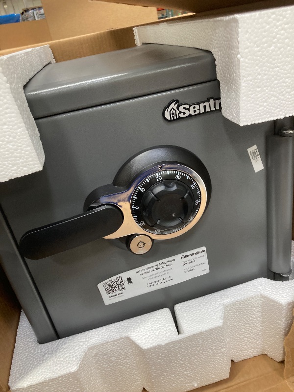 Photo 1 of *Unsure if keys are in the box* SentrySafe Medium Gray Fireproof Safe and Waterproof Safe Box with Dial Combination, Home Security for Money, Documents, or other Valuables, 1.23 Cubic Feet, SFW123DSB