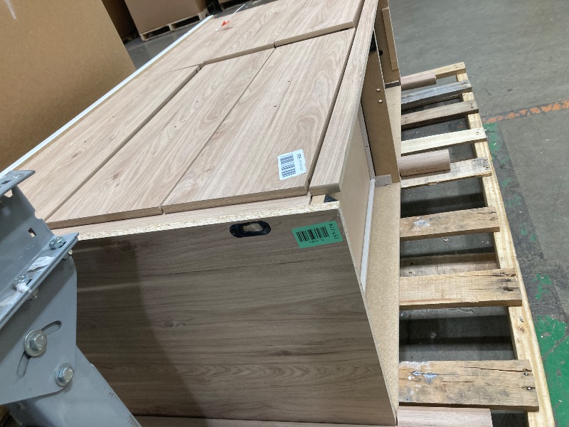 Photo 1 of *Missing font legs* *Hardware inside drawer* Signature Design by Ashley Cadmori Casual Bohemian Dresser with Post Legs and 6 Drawers, Replicated Marble Top, Wood, 35" High, White and Light Brown Finish