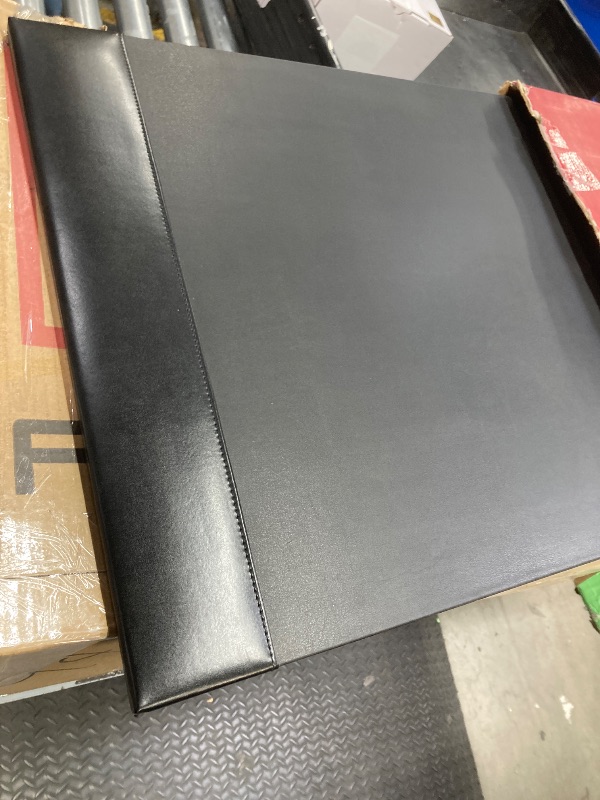 Photo 1 of *Corner area damaged* Dacasso Bonded Pad with Side Rails Luxury Leather Desk Blotter for Writing, 30 x 18, Black