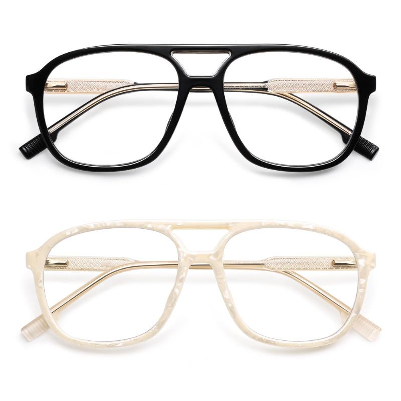 Photo 1 of *Missing Tan Pair* AMOMOMA Retro Blue Light Aviator Reading Glasses for Women Men,Vintage Square Computer Reader Frame 2.0 1.5 AM6112 C1+C5 1.5X