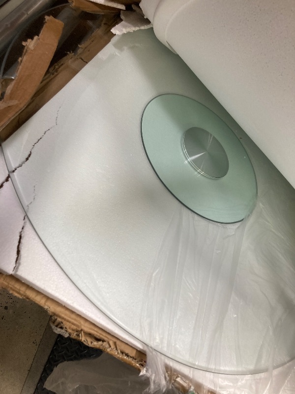 Photo 1 of *DAMAGE TO BOX* 39" Tempered Glass Lazy Susan Turntable - Round Rotating Serving Tray for Dining Table, Kitchen, Party - Heat-Resistant, Silent Spinner, Modern Design