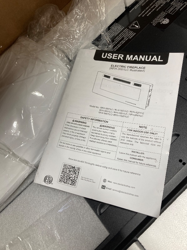 Photo 1 of *PARTS ONLY* *Vent broken?* Electactic 60 Inch Electric Fireplace Insert Ultra-Thin - Recessed & Wall-Mounted Fireplace Heater with Thermostat, Adjustable Flame, Remote Control - Linear with Timer, Touch Screen, 750/1500W