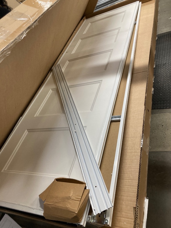 View 2 of *Hole on door* JUBEST Sliding Closet Door 48"(Double 25") x80, 5-Panel Steel Frame Bypass Primed Door with Top & Bottom Track Kits, Pre-Assembled Hardboard Panels with Paintable Surface, Durable & Sturdy
