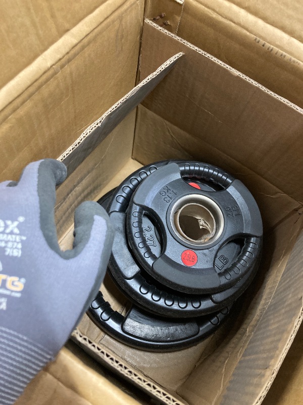 Photo 1 of *Dirty* Fitvids 2 Inch Olympic Barbell Weight Plates and Bar Set, 5 FT Barbell Bar and 85 LB(2.5-25 LB) Barbell Weight Set for Home Gym Strength Training, Rubber Coate Design