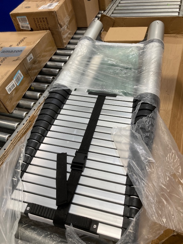 Photo 1 of *Damage to box* JADDUO Telescoping Ladder,27.9 FT Extension Ladder,Aluminum Lightweight Telescopic Ladder with 2 Triangle Stabilizers, Telescoping Attic Ladders RV Ladders for Travel