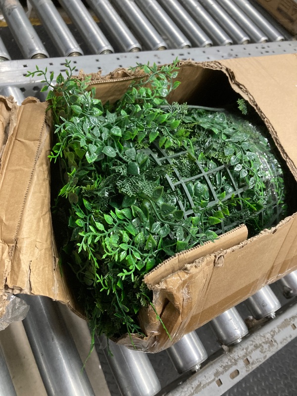 Photo 1 of *Damage to box* DOPGIB Greenery Faux Grass Wall Backdrop 72"x128" (64 SQFT) UV-Anti Artificial Green Boxwood Panel for Patio Balcony Privacy & Ivy Fence Covering Privacy, Garden, Backyard Wall Backdrop Decor