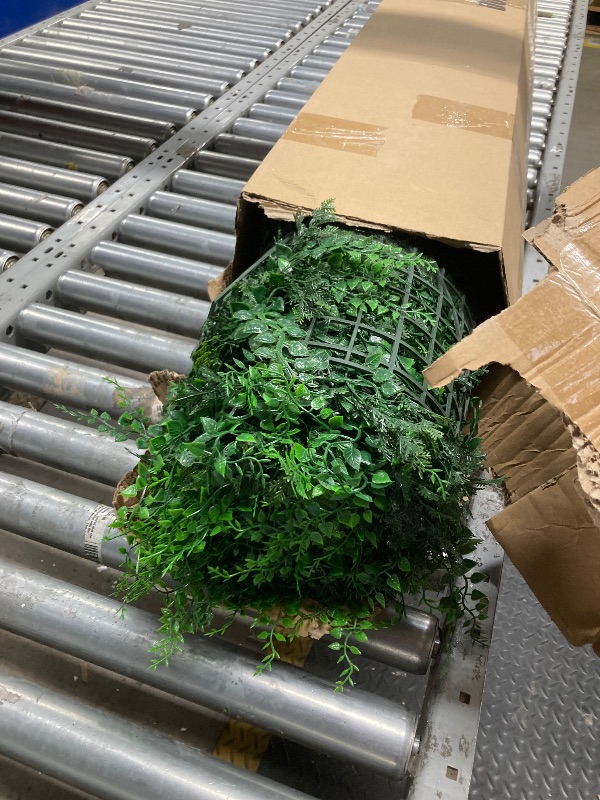 Photo 1 of *Damage to box* DOPGIB Greenery Faux Grass Wall Backdrop 72"x128" (64 SQFT) UV-Anti Artificial Green Boxwood Panel for Patio Balcony Privacy & Ivy Fence Covering Privacy, Garden, Backyard Wall Backdrop Decor