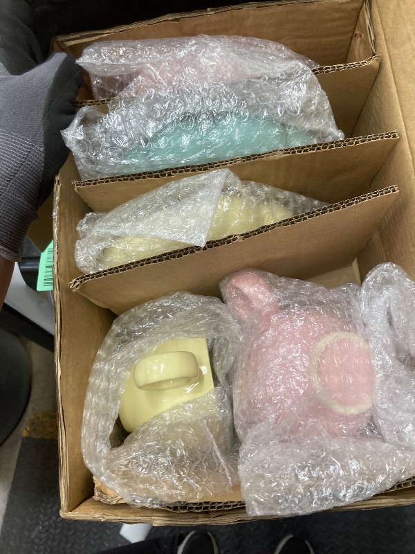 Photo 1 of *White set missing* Sumind Ceramic Coffee Mug with Sunflower Coaster Ceramic Cloud Mug Creative Cute Cup Flower Cup Saucer Set Pearl White Yellow Blue Pink 6.5oz/ 200ml for Office Home Coffee Tea Latte Milk(4 Sets)