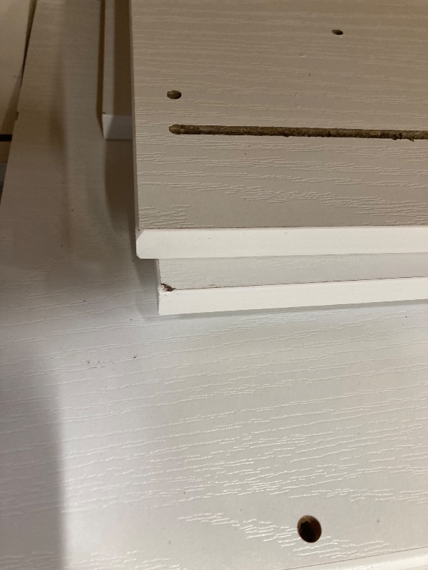 Photo 1 of *Chipped* Viaozutis Vanity Desk with a Mirror and Lights?with Chair and Four Drawers, Three Adjustable Lighting Modes?with Power Outlet and Sliding LED Mirror,Bedroom Vanity Desk (White)