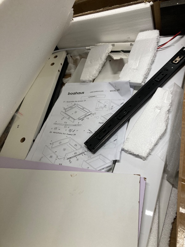 Photo 1 of *BOXES 1-3* *Piece broken* Boahaus Elara Extra-Large Vanity Desk with LED Mirror – Complete Makeup Station with Integrated Power & Built-in Speakers