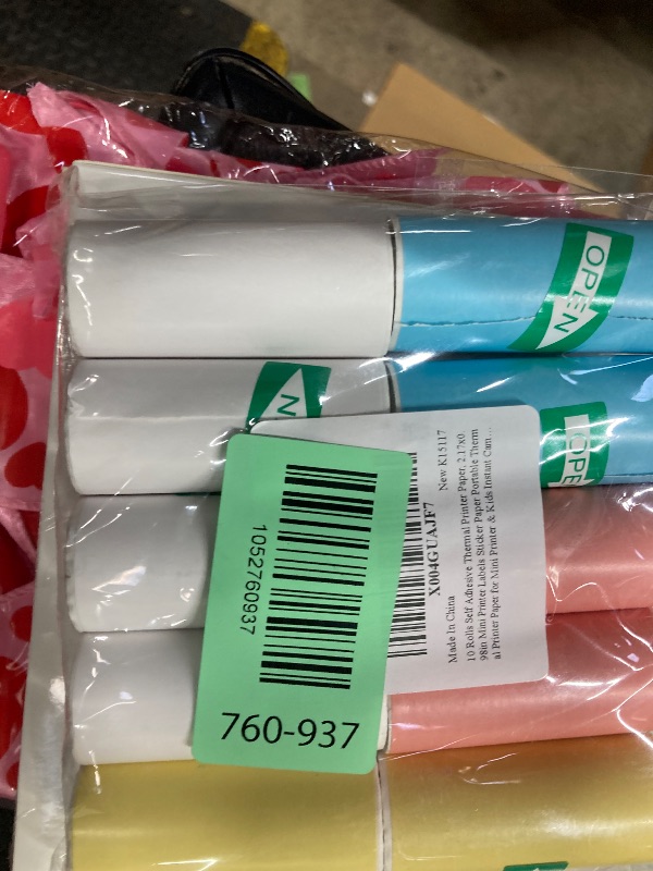 Photo 1 of 10 Rolls Self Adhesive Thermal Printer Paper, 2.17x0.98in Mini Printer Labels Sticker Paper Portable Thermal Printer Paper for Mini Printer & Kids Instant Camera (4 Colors)