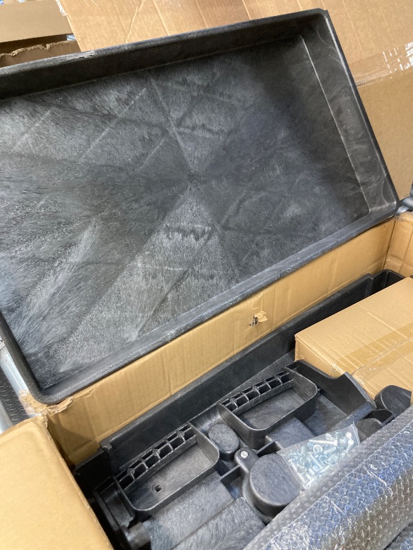 Photo 1 of **DAMAGED SIDE TRAY**Simpli-Magic Rolling Utility Cart on Wheels, Heavy Duty Tool with Ergonomic Storage Handle and Deep Shelfs, Work Service for Garage, Warehouse, Workshop, 700-Pound Capacity 40 x 33 x 17-Inch