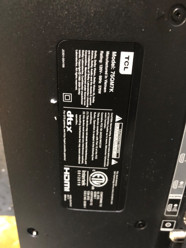 Photo 1 of ****Missing Power Cord**** TCL 75 Inch Class QM7K Series | Mini LED QLED 4K HDR | 75QM7K, 2025 Model | 120HZ-144HZ Anti Reflective Screen Smart Google TV Dolby Atmos Onkyo Audio | Voice Remote Alexa Gaming Streaming Television