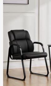 Photo 1 of *****1 PACK *******************Sweetcrispy Waiting Room Guest Chair  Stationary Office Reception Chairs No Wheel, Comfy Padded Arms and Seld Base, for Conference Room Lobby Home Computer Desk Bedroom Elderly, Deep Black