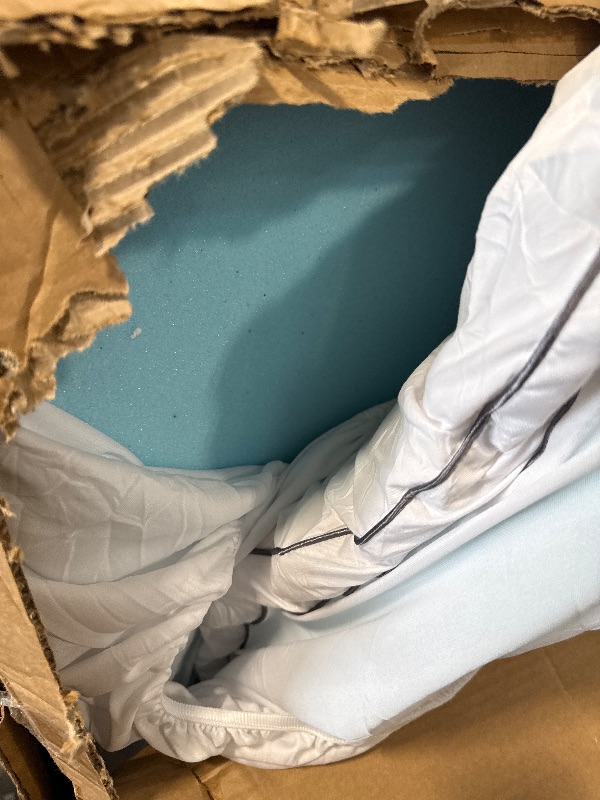 Photo 1 of JURLYNE Queen Dual Layer 4 Inch Memory Foam Mattress Topper, 2 Inch Cooling Gel Memory Foam Plus 2 Inch Pillow Top Thick Mattress Pad Cover