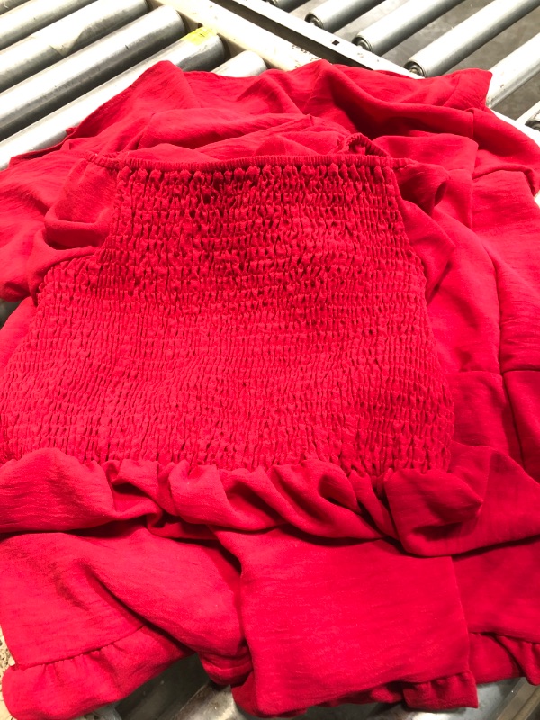 Photo 1 of  Dress for Women Summer  Loose Short Flowy Pleated Mini Babydoll Sundresses(Red,  small