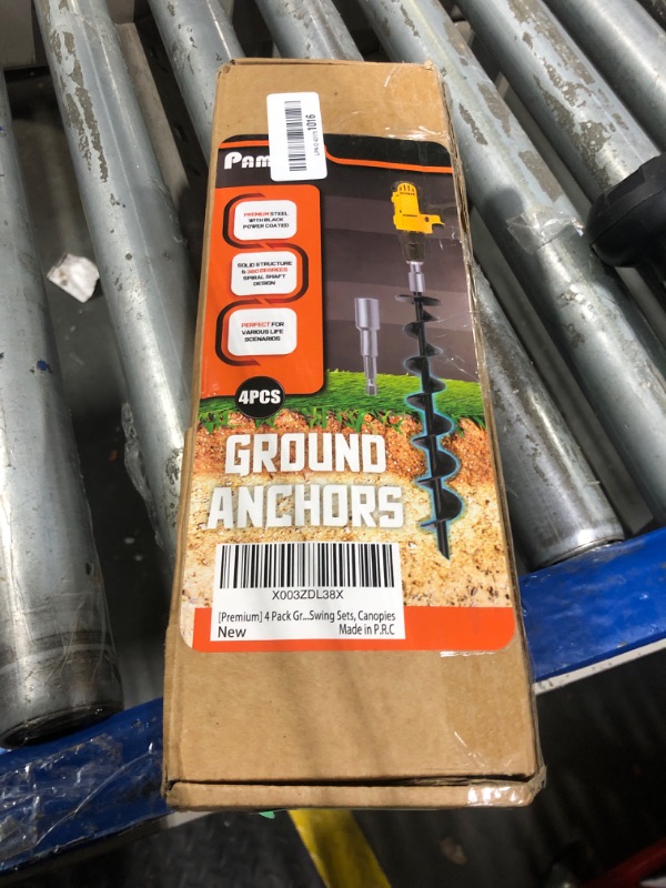 Photo 1 of [Premium] 4 Pack Ground Anchors with Power Nut Driver Drill Bit, Ground Anchors Screw in, Swing Set Anchors, Trampoline Anchors High Wind Heavy Duty for Camping Tents, Car Ports, Swing Sets, Canopies
